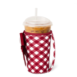 SWIG “Gameday Gingham Crimson” Medium Iced Cup Coolie