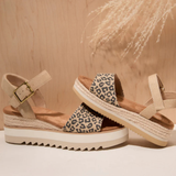 Toms “Diana” Wedge Sandal in Natural Leopard