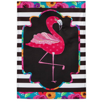 ‘Flamingo Stripes and Flowers’ Decorative Flag