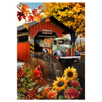 ‘Autumn Covered Bridge’ Decorative Flag