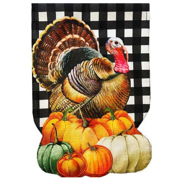 ‘Harvest Turkey Burlap’ Decorative Flag