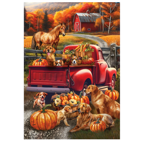 ‘Fall Puppy Pickup’ Decorative Flag