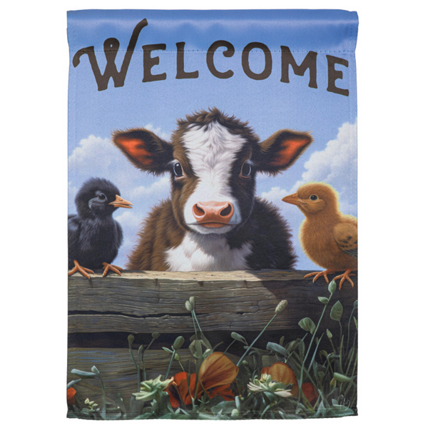 ‘Cow & Chicks’ Decorative Flag