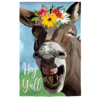 ‘Donkey Friend Burlap’ Decorative Flag