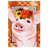 ‘Fall Pig Burlap’ Decorative Flag