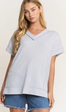 HEIMISH Raw Edge V Neck Top, Assorted Colors