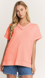HEIMISH Raw Edge V Neck Top, Assorted Colors