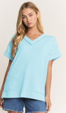 HEIMISH Raw Edge V Neck Top, Assorted Colors