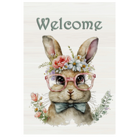‘Welcome Bunny with Glasses’ Decorative Flag