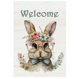 ‘Welcome Bunny with Glasses’ Decorative Flag