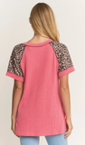 HEIMISH Rib Top with Animal Print Sleeves, Assorted Colors