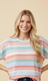 HEIMISH Short Sleeve Multi Striped Rib Top