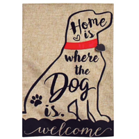 ‘Home with Dog Burlap’ Decorative Flag