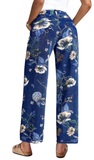 LS, Floral Print Wide Leg Jean, Dark Denim