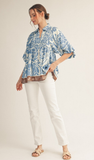 JODIFL Smocked Chest Boho Floral Top