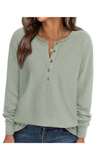 LS, Henley Waffle Knit Top, Assorted Colors