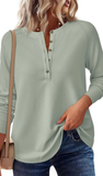 LS, Henley Waffle Knit Top, Assorted Colors