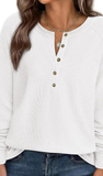 LS, Henley Waffle Knit Top, Assorted Colors