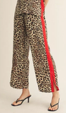 JODIFL Leopard Pants with Contrast Side Hem, Assorted Colors