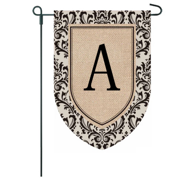 ‘Damask Burlap Monogram’ Decorative Flag - Assorted Letters