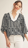 Jodifl Scallop Trim GeoPrint Top, Assorted Colors
