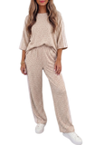Leopard Print Striped Detailed Pant Set, Assorted Colors