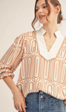 Jodifl Scallop Trim GeoPrint Top, Assorted Colors