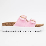 Wild Diva “Joonie” Raffia Double Strap Platform Sandal In Pink
