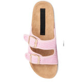 Wild Diva “Joonie” Raffia Double Strap Platform Sandal In Pink