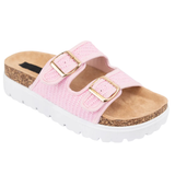 Wild Diva “Joonie” Raffia Double Strap Platform Sandal In Pink