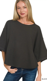 ZENANA Exposed Seam Dolman Sleeve Knit Top, Assorted Colors