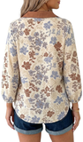 Floral V-Neck Long Sleeve Blouse