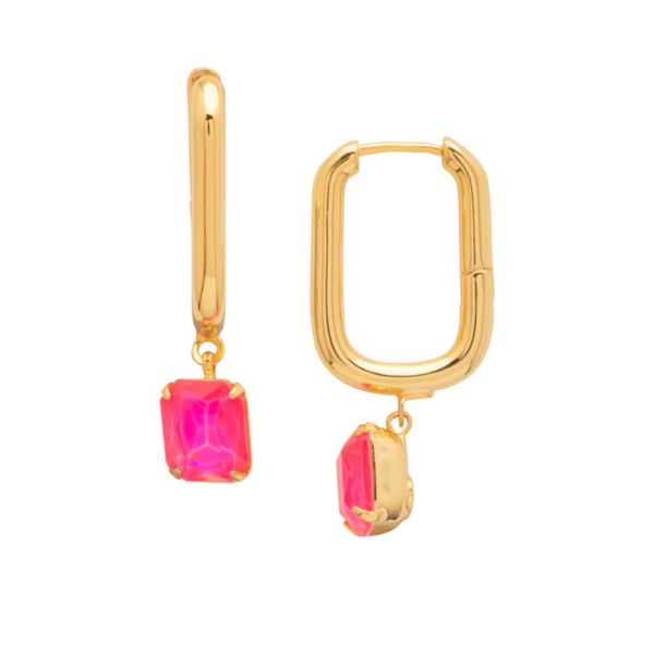 Sorrelli Octavia Rectangle Hoop Earrings in Electric Pink