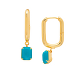 Sorrelli Octavia Rectangle Hoop Earrings in Caribbean Blue Opal