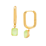 Sorrelli Octavia Rectangle Hoop Earrings in Lime Green Delite