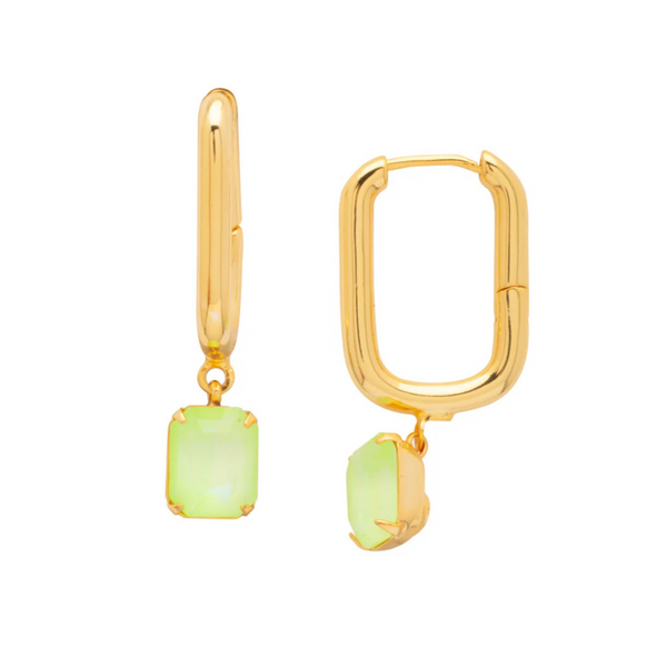 Sorrelli Octavia Rectangle Hoop Earrings in Lime Green Delite