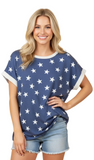 HEIMISH Short Sleeve Star French Terry Top, Assorted Colors