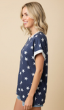 HEIMISH Short Sleeve Star French Terry Top, Assorted Colors