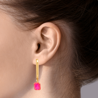 Sorrelli Octavia Rectangle Hoop Earrings in Electric Pink