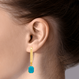 Sorrelli Octavia Rectangle Hoop Earrings in Caribbean Blue Opal
