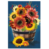 ‘Barrel of Blooms & Pumpkins Burlap’ Decorative Flag