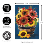 ‘Barrel of Blooms & Pumpkins Burlap’ Decorative Flag
