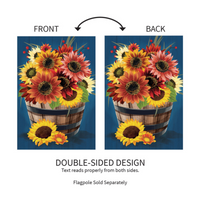 ‘Barrel of Blooms & Pumpkins Burlap’ Decorative Flag