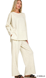ZENANA, Scuba Side Slit Long Sleeve Pant Set