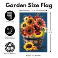 ‘Barrel of Blooms & Pumpkins Burlap’ Decorative Flag