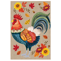 ‘Harvest Rooster Burlap’ Decorative Flag
