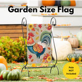 ‘Harvest Rooster Burlap’ Decorative Flag