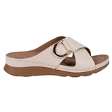 Good Choice Shoes “EANNA” Criss Cross Hardware Comfort Sandals In Nude