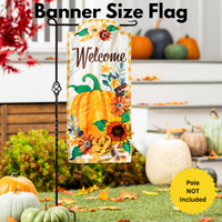 ‘Fall Floral Pumpkin’ Decorative Banner Flag