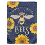 ‘Pardon the Weeds I’m Feeding the Bees’ Decorative Flag